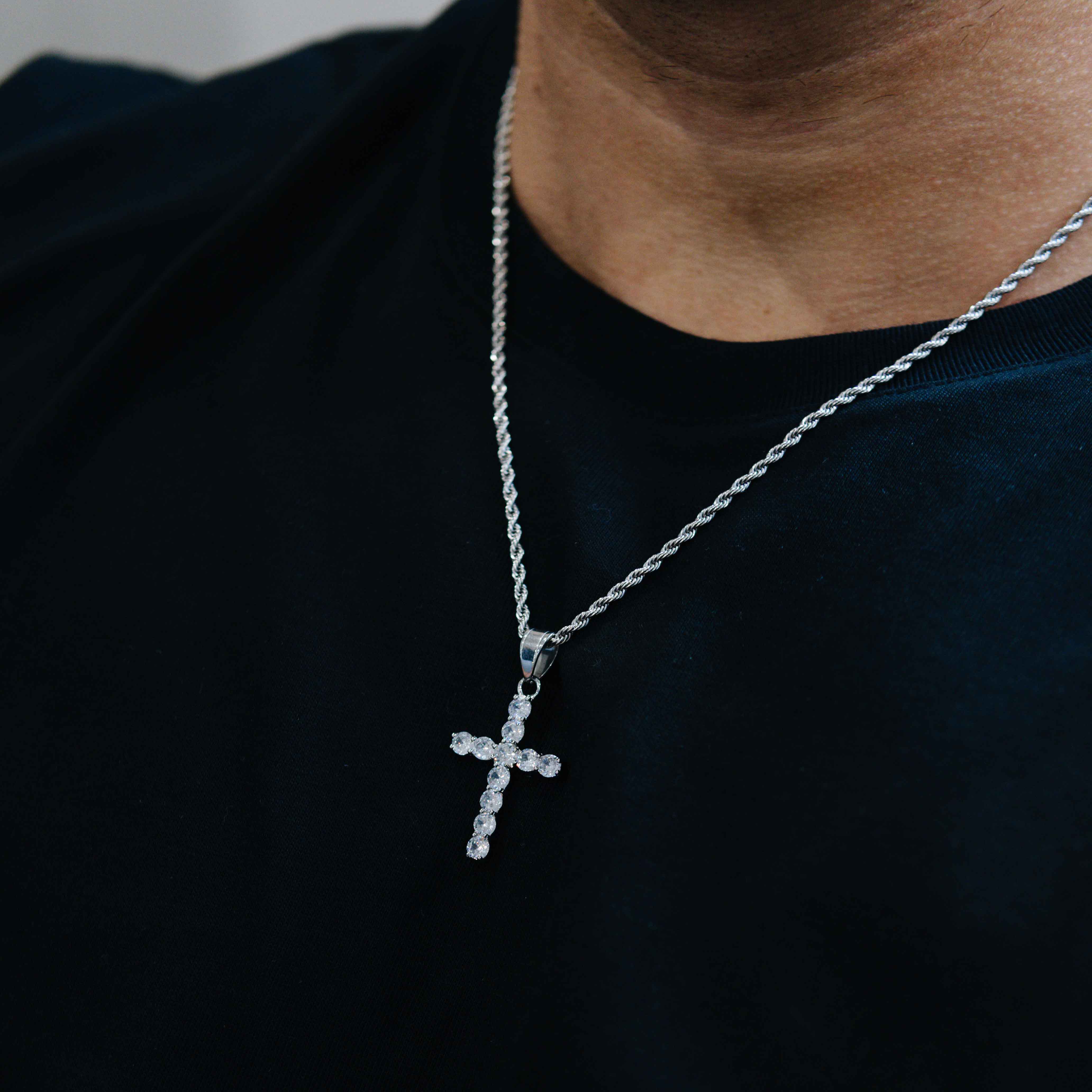 Iced Cross Pendant (White Gold)