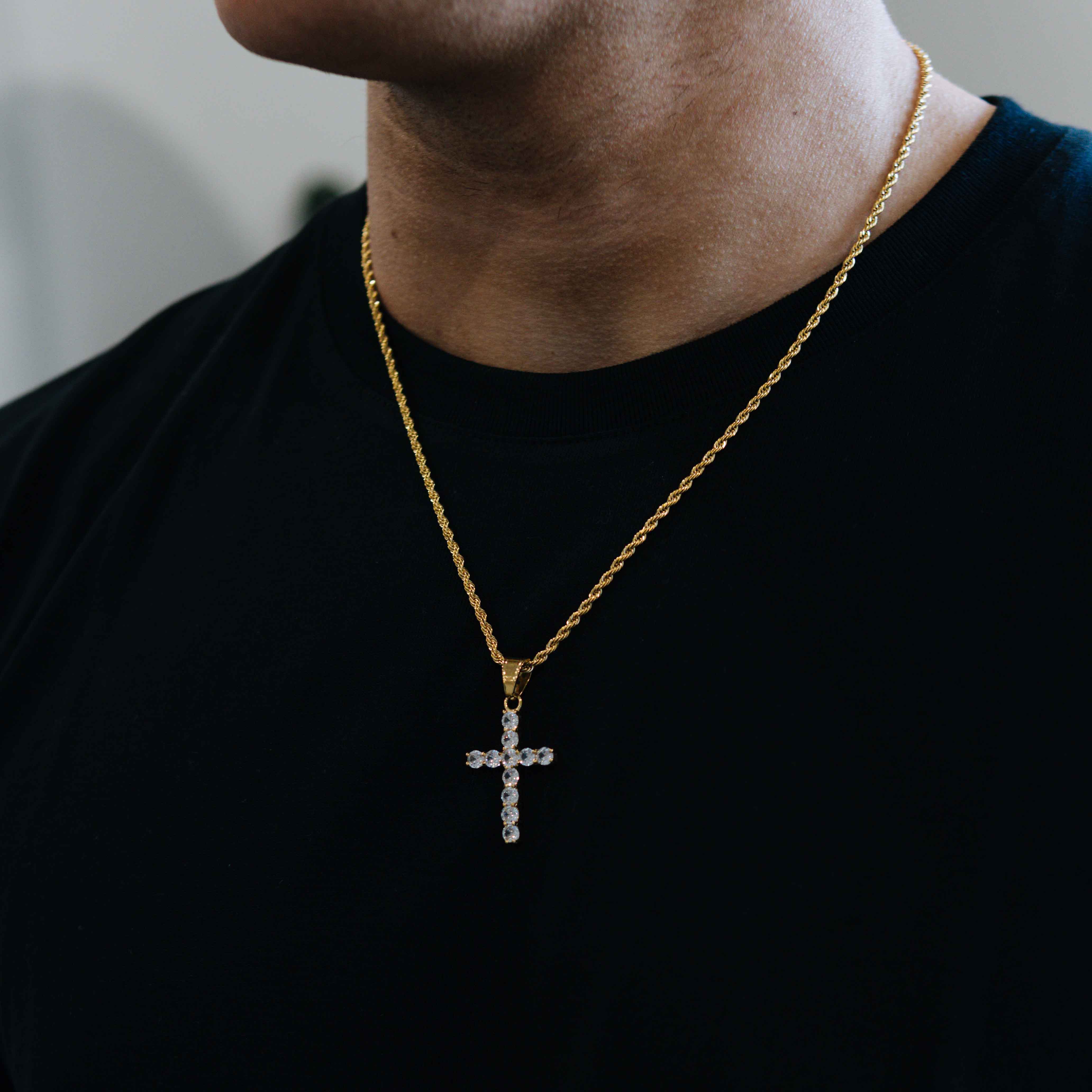 Iced Cross Pendant (Gold)