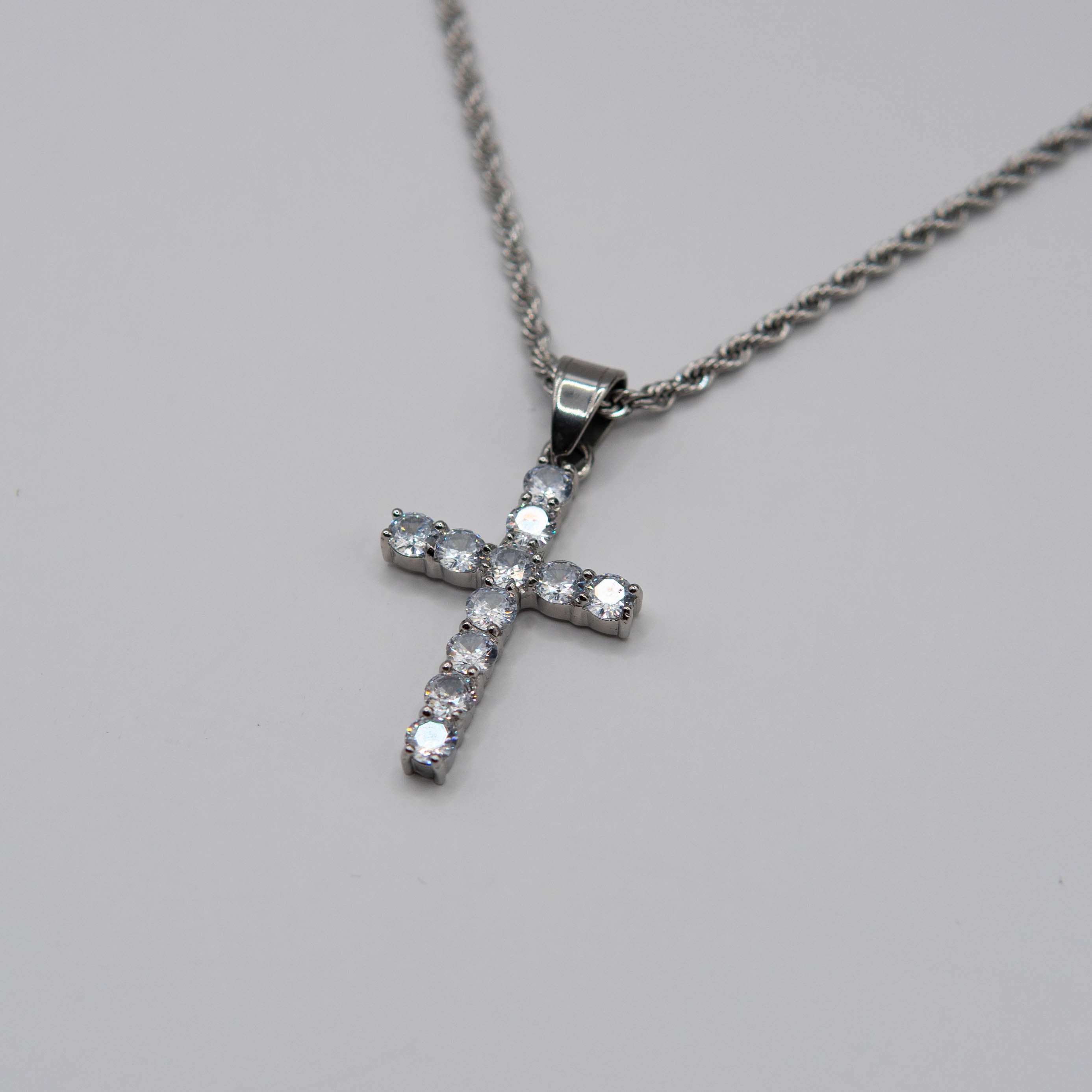 Iced Cross Pendant (White Gold)