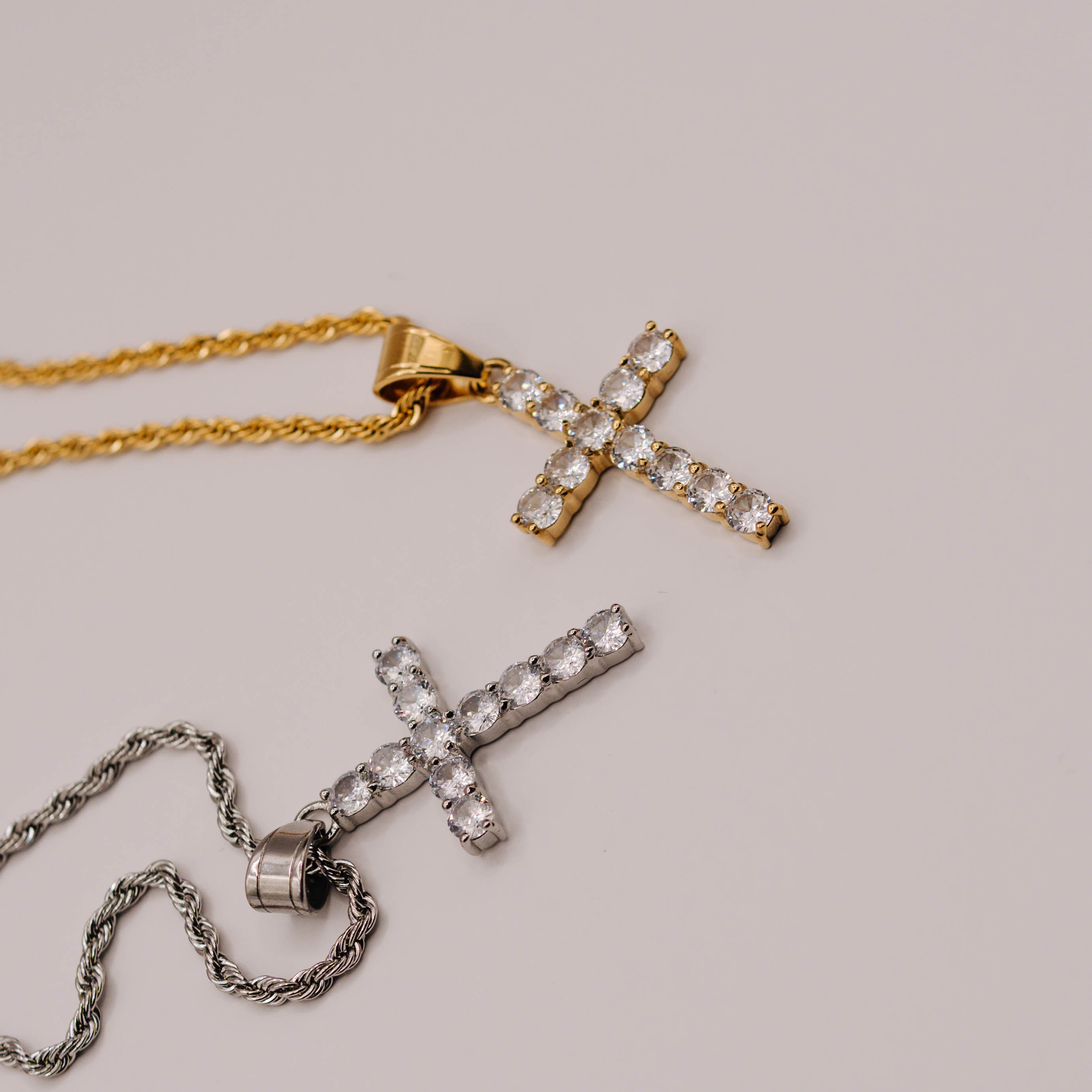 Iced Cross Pendant (White Gold)