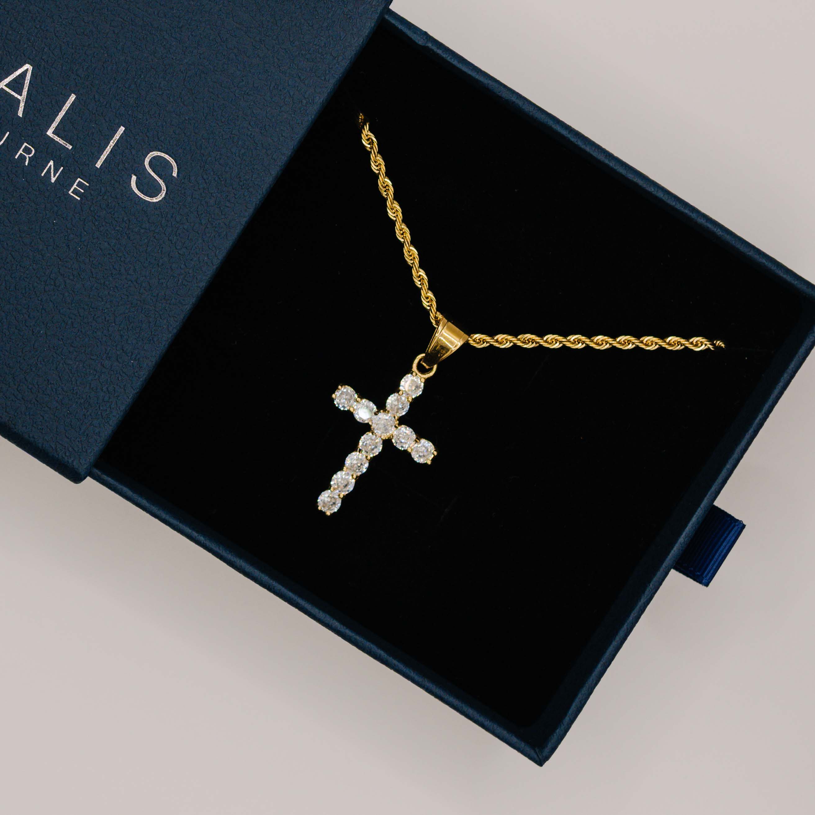 Iced Cross Pendant (Gold)