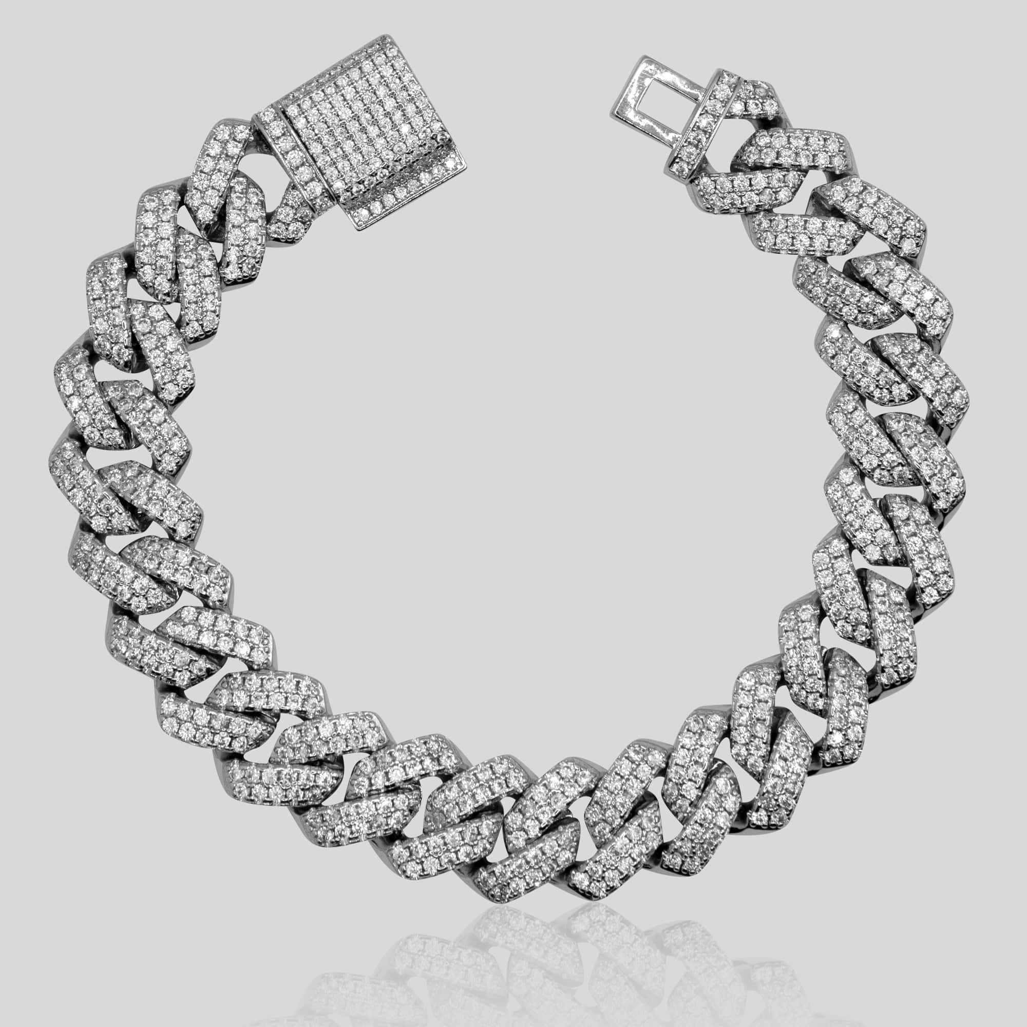 Prong Link Bracelet (White Gold) 13mm - ROYALIS MELBOURNE